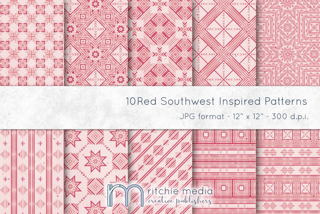 Red Southwest-Inspired Watercolor Digital Papers