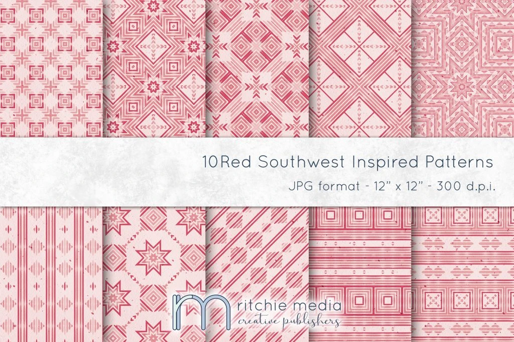 Red Southwest-Inspired Watercolor Digital Papers