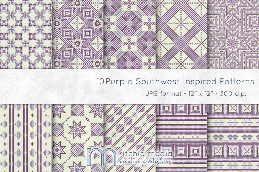blue2mockup Purple Southwest Inspired Watercolor Digital Papers
