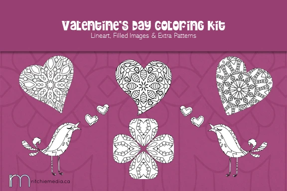 feature image rectangle Valentine's Day Coloring Kit Image