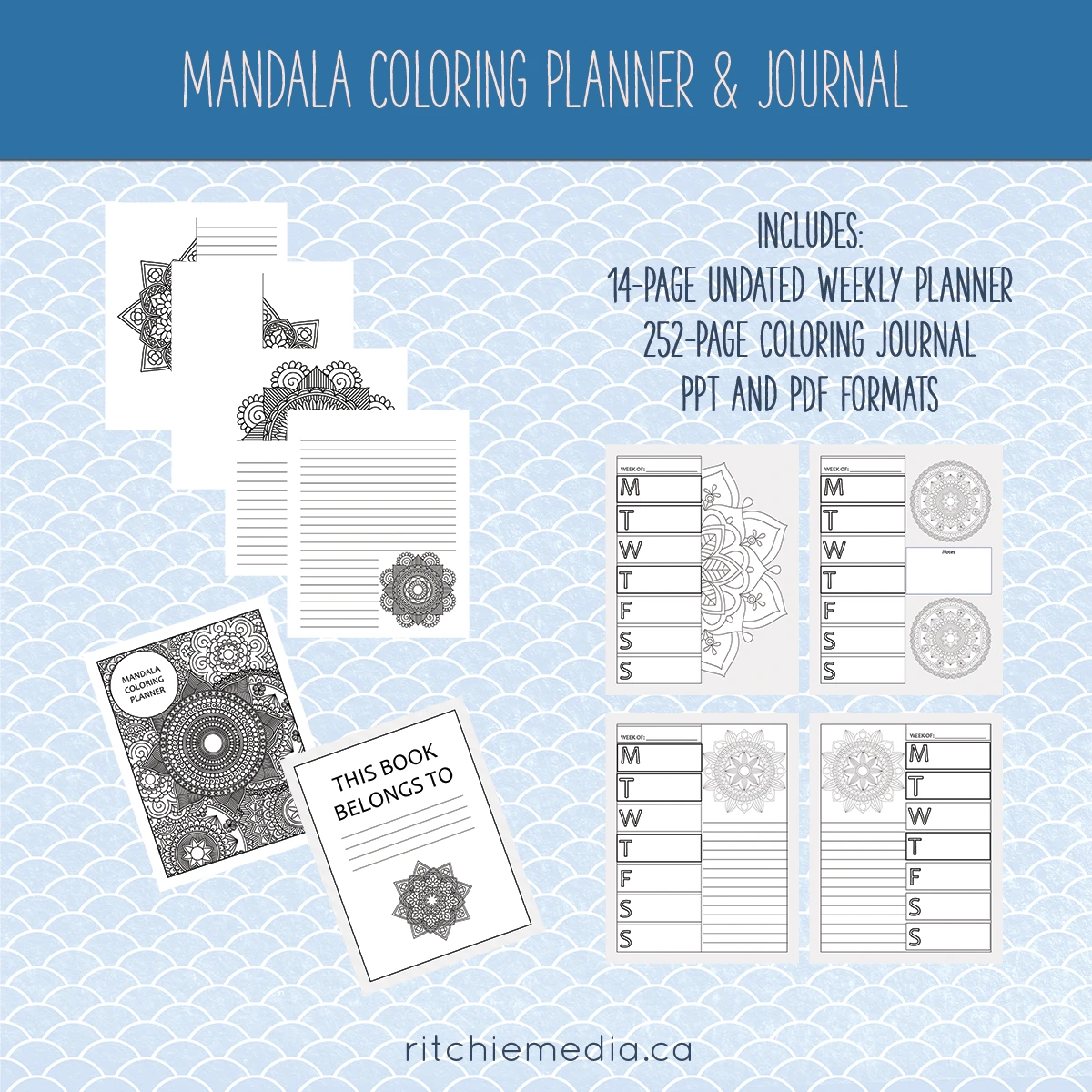 mandala coloring planner and journal promo