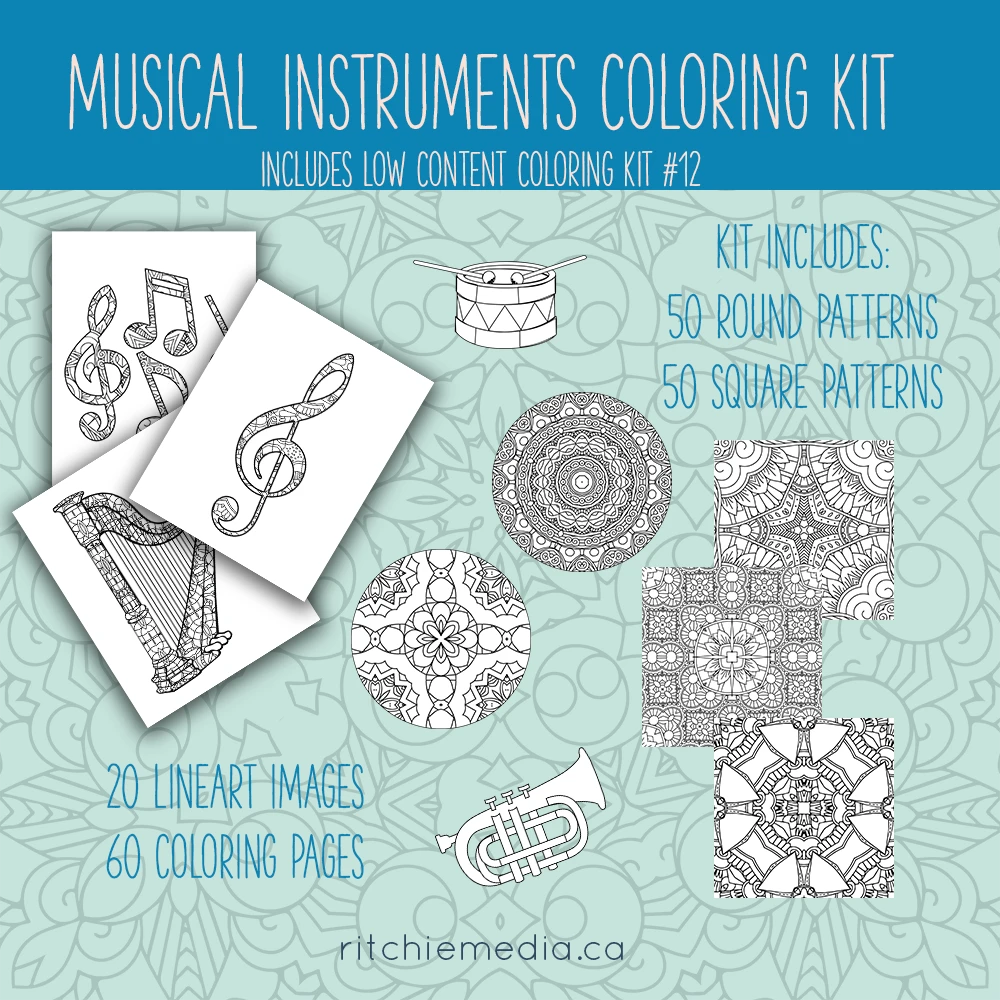 musical instruments coloring Kit