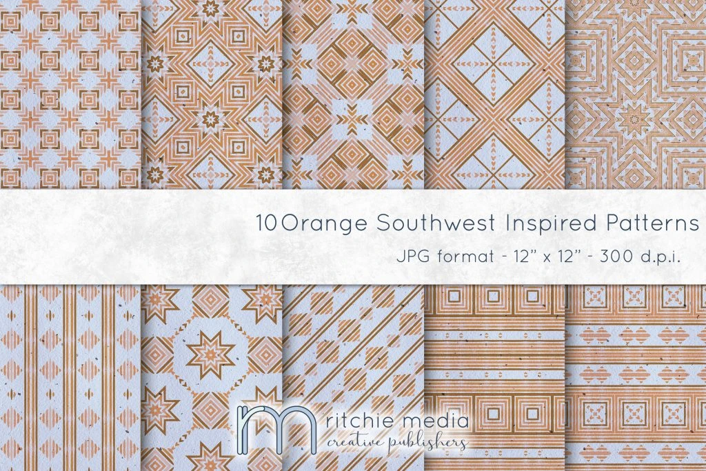 blue3mockup orange southwest inspired digital papers