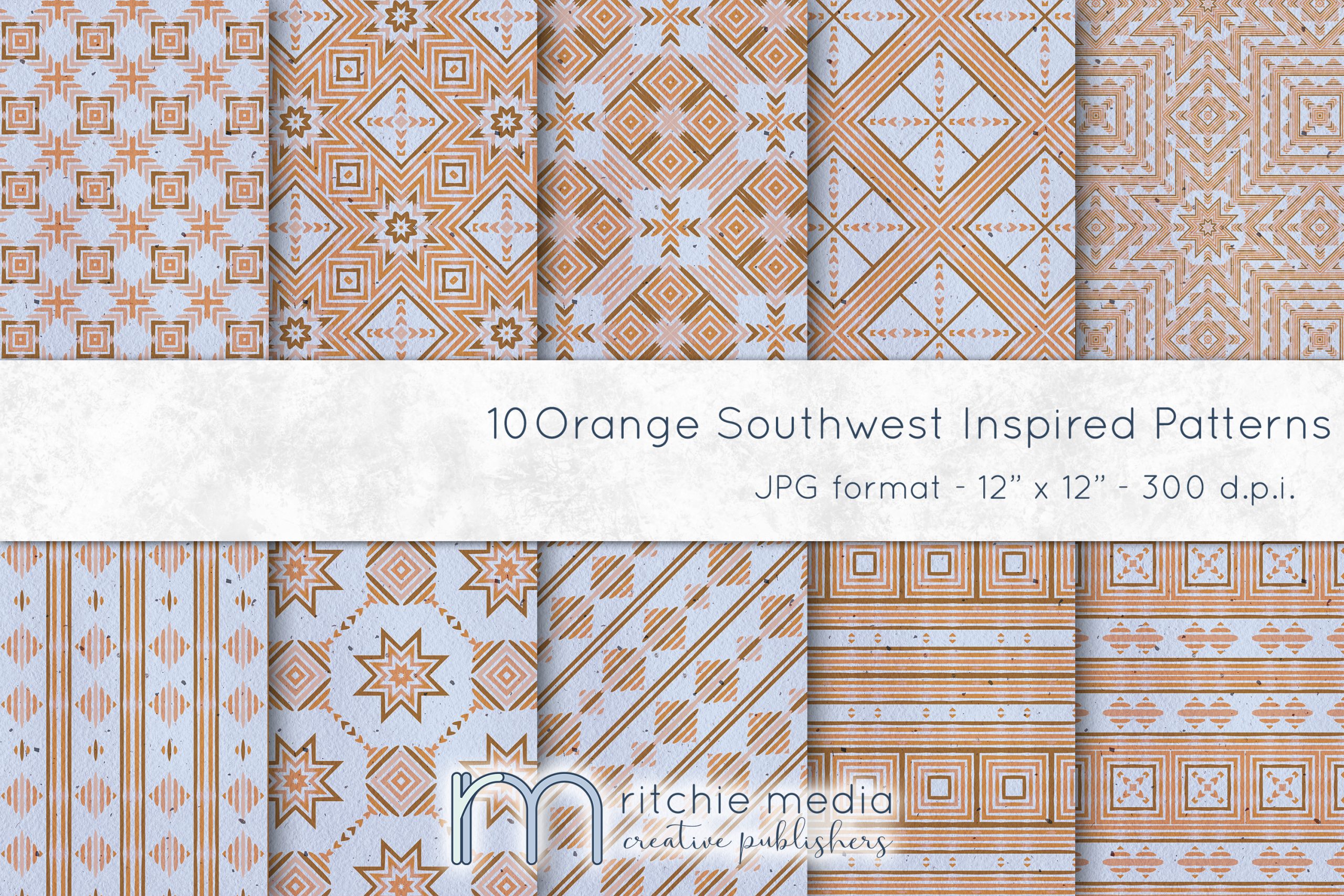 orange southwest inspired digital papers