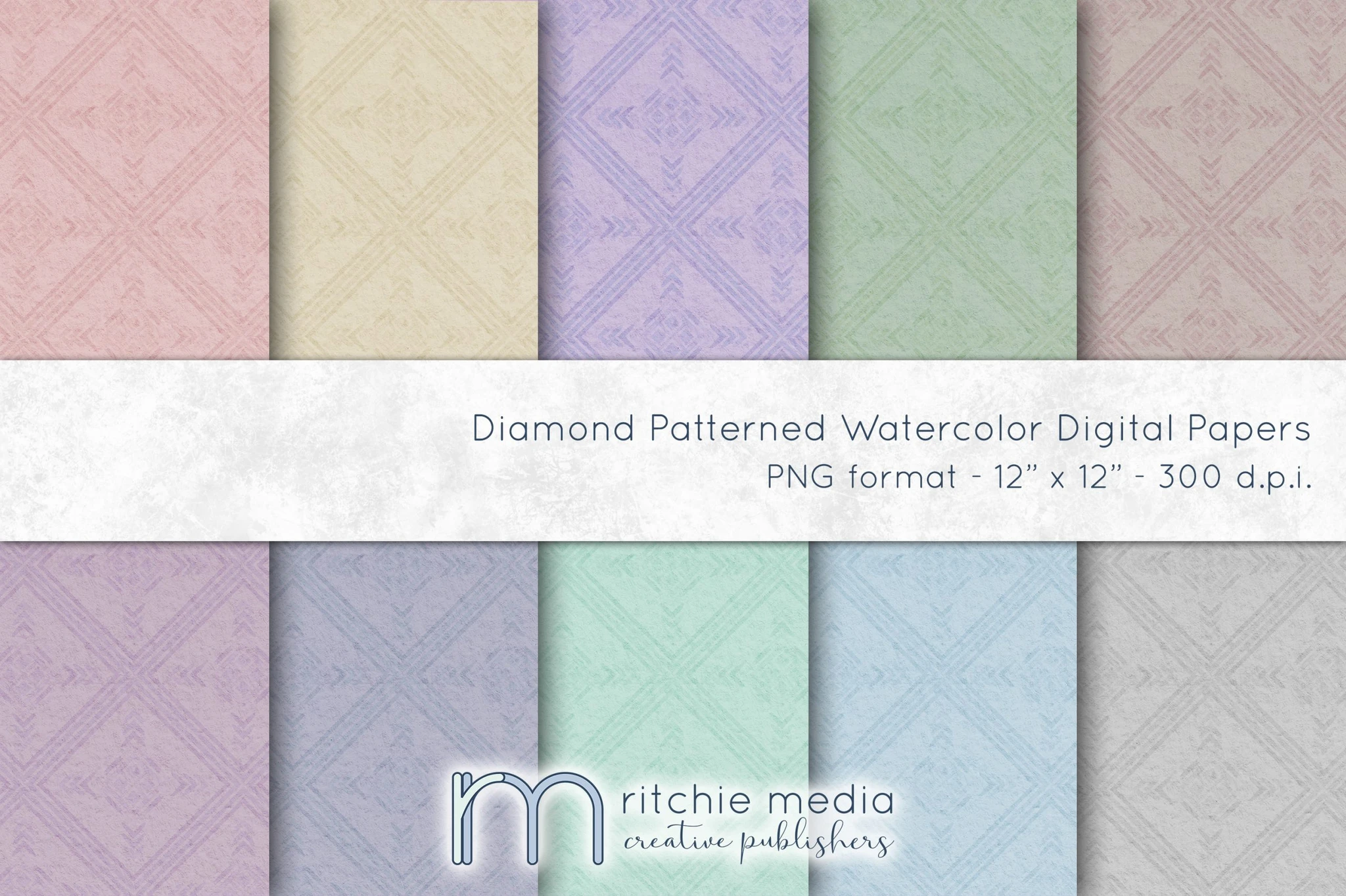 Diamond Patterned Watercolor Digital Papers