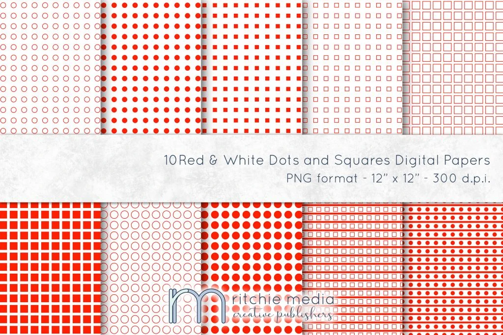 blue3mockup red and white dots and squares digital papers