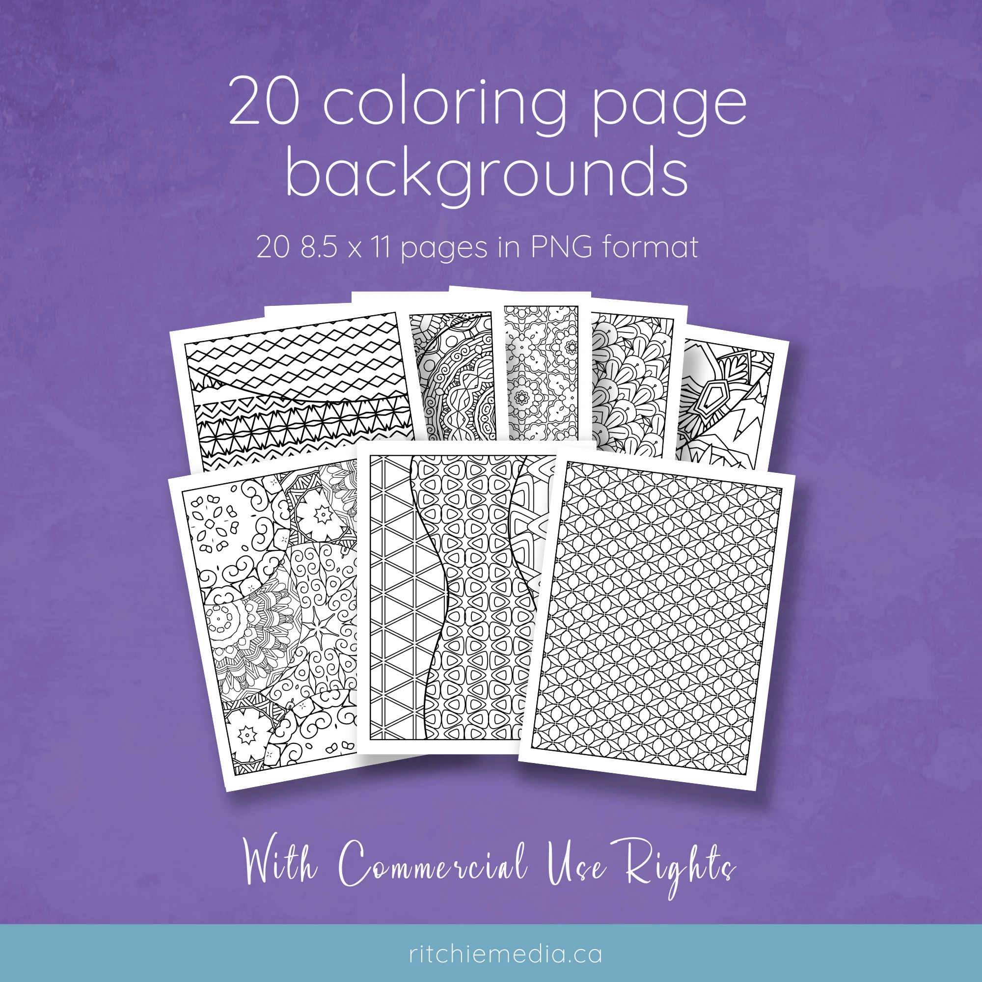 20 coloring page backgrounds mockup