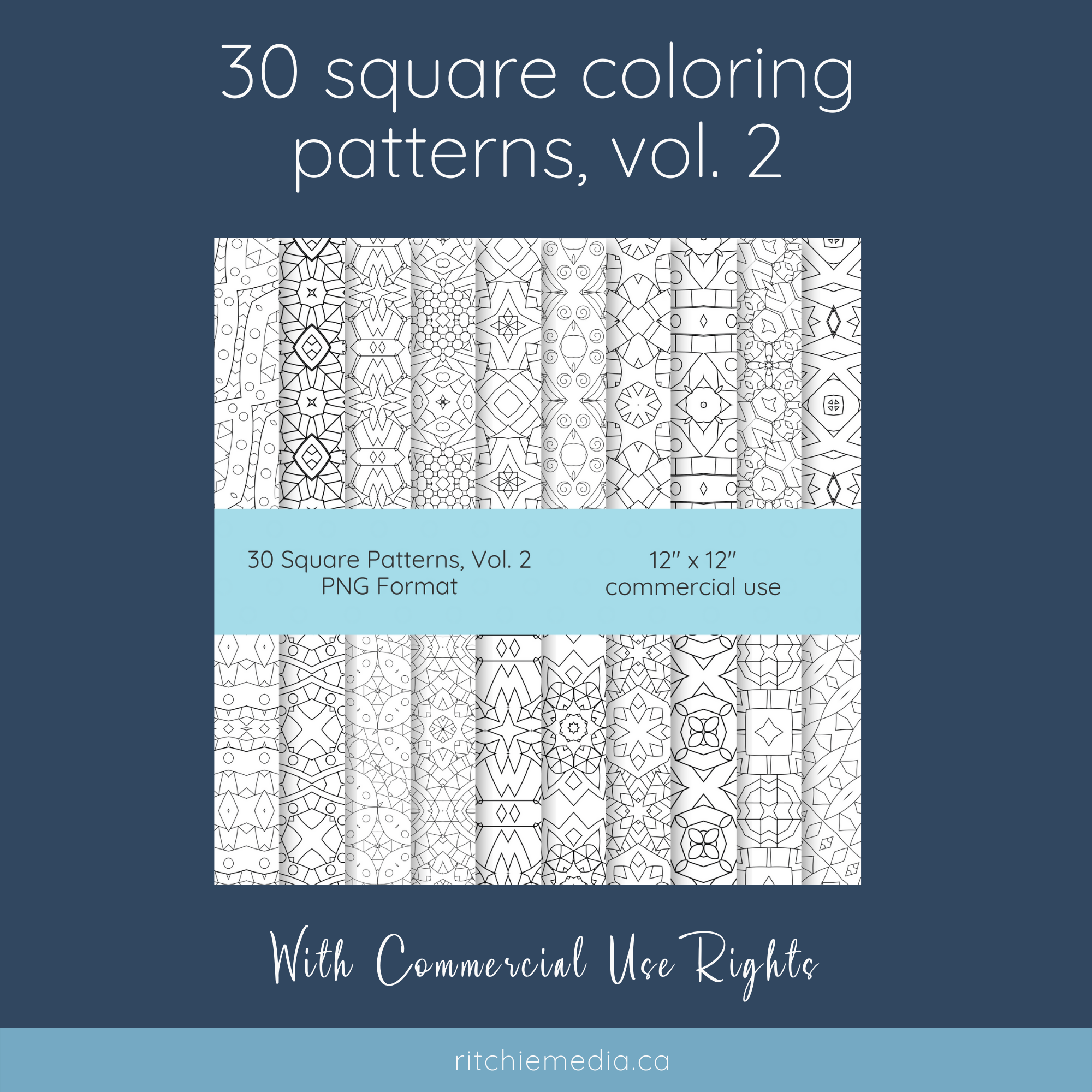 30 square coloring patterns volume 2