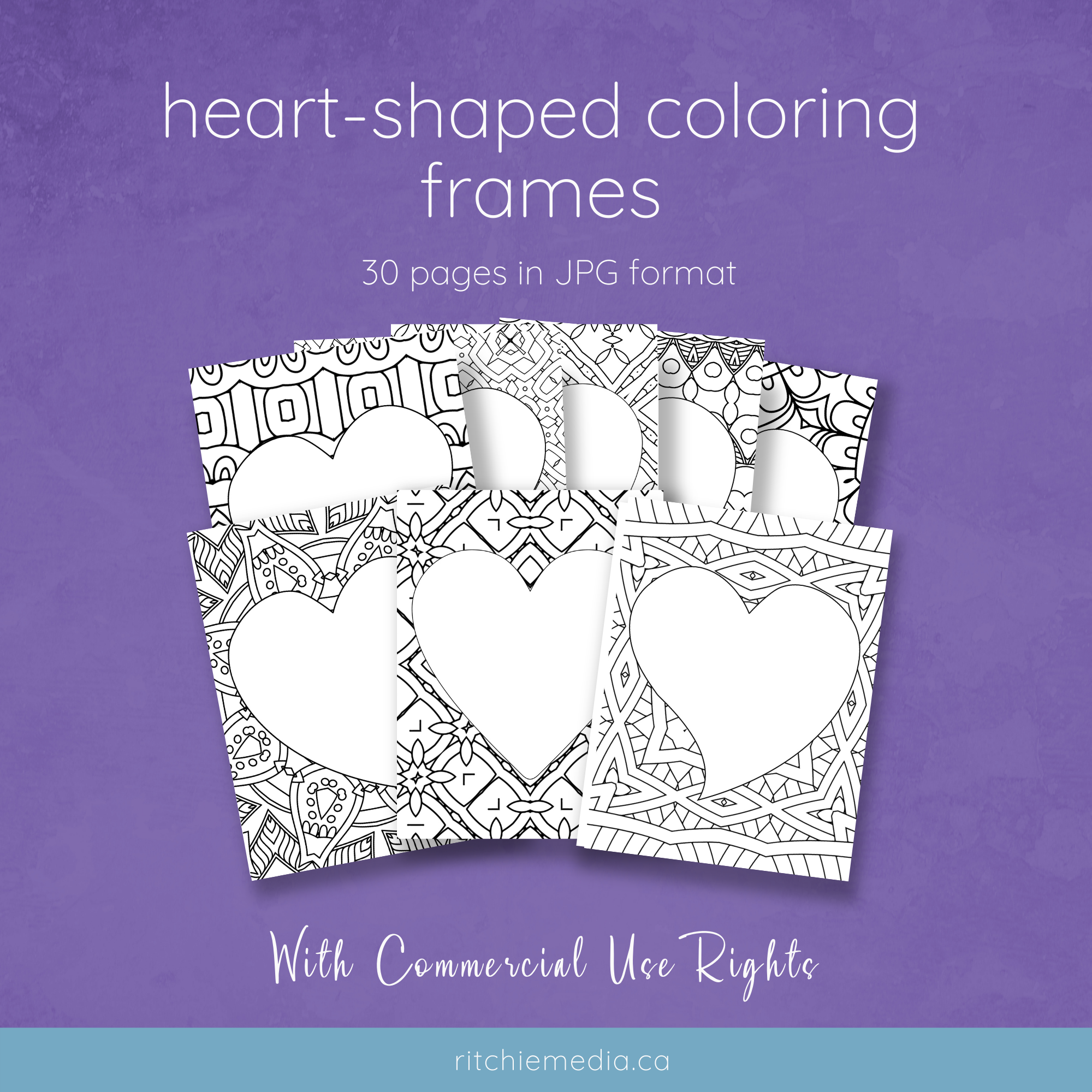 heart shaped coloring frames mockup
