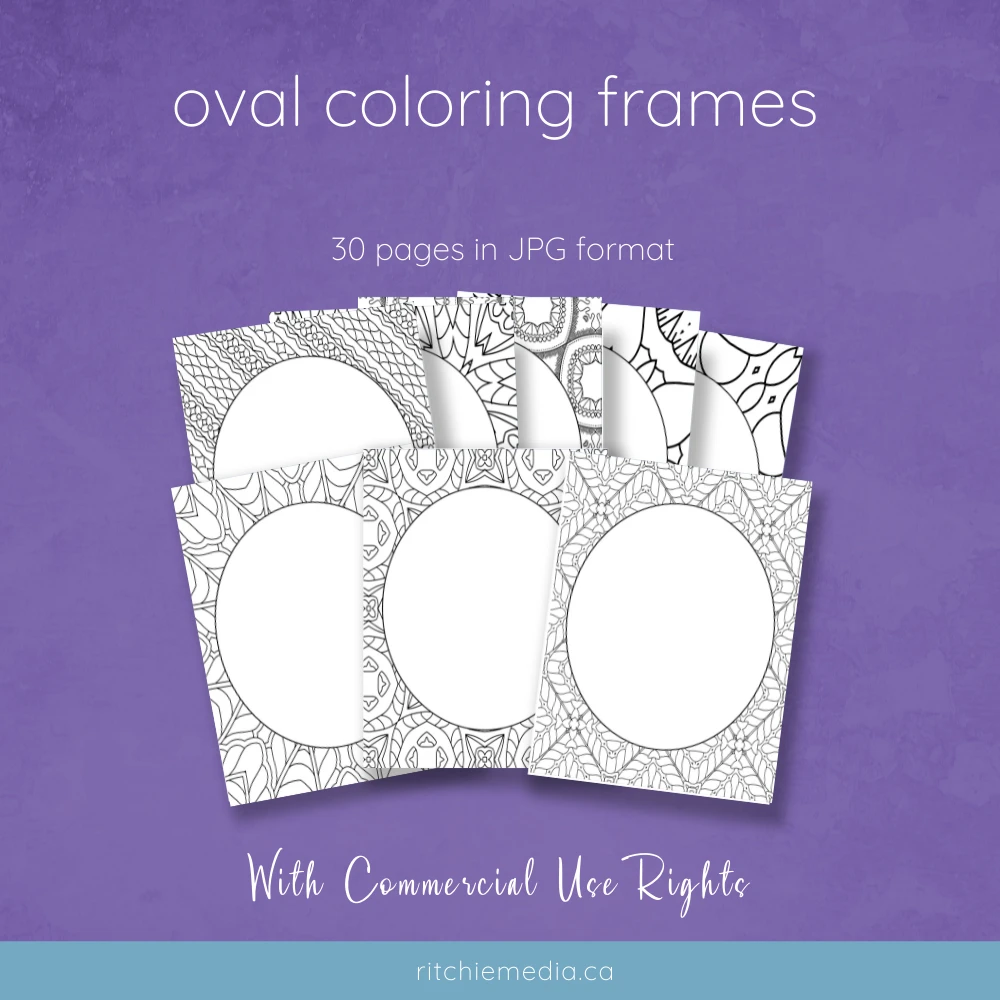 30 oval coloring frames