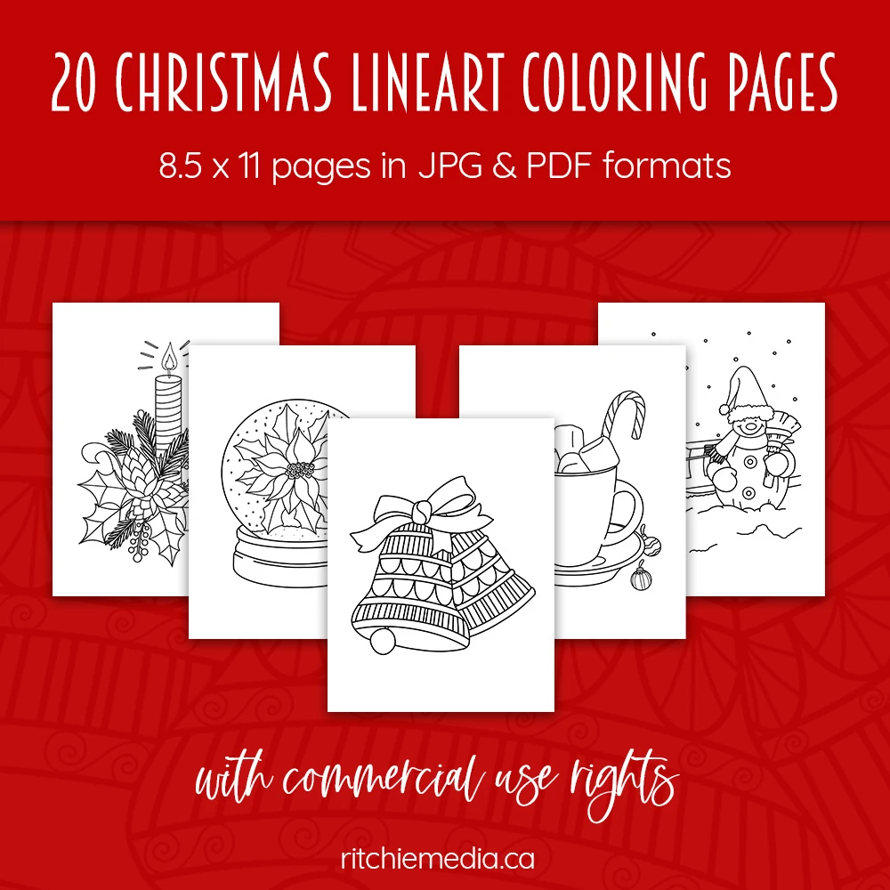 20 christmas lineart pages promo image copy