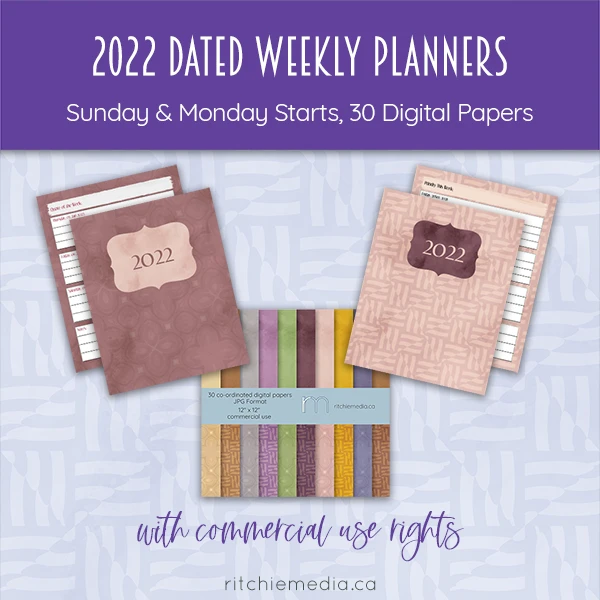 2022 dated weekly planner set mockup