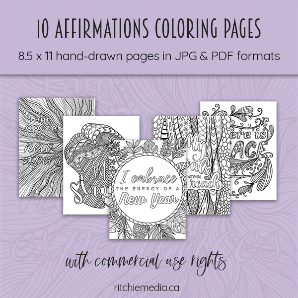 affirmations coloring pages mockup