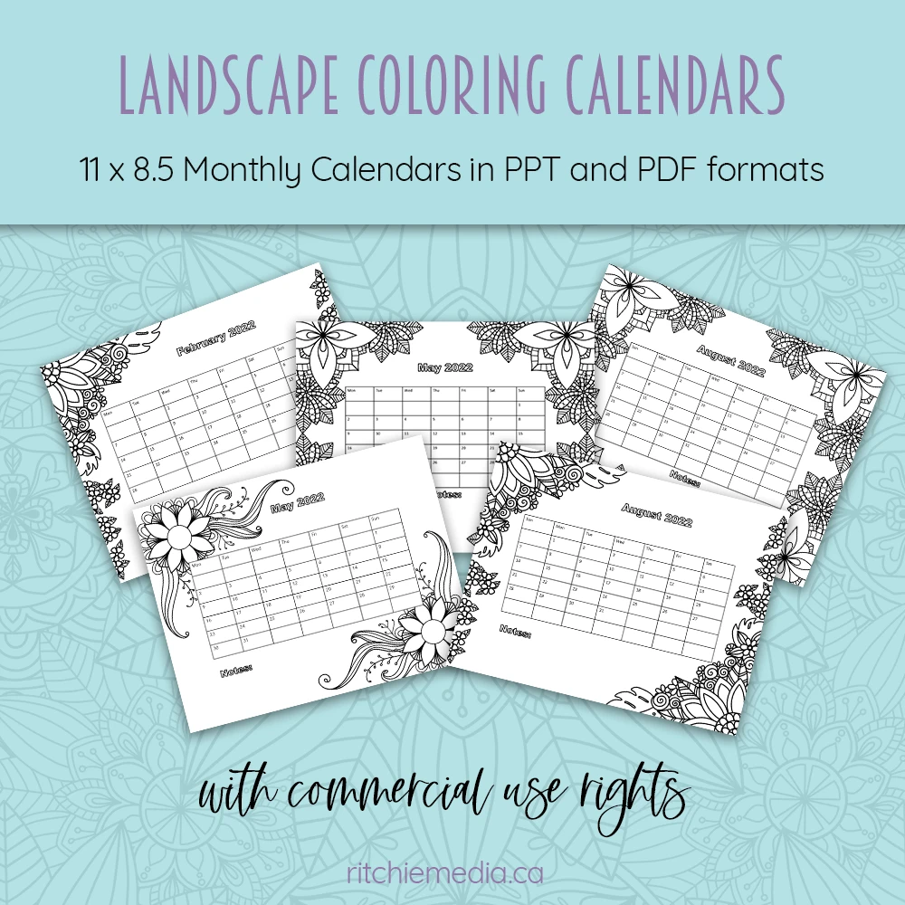 landscape coloring calendars mockup