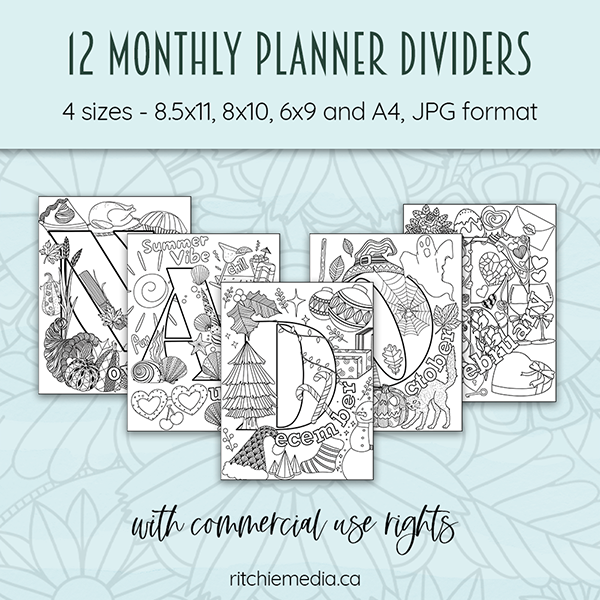 monthly planner dividers mockup