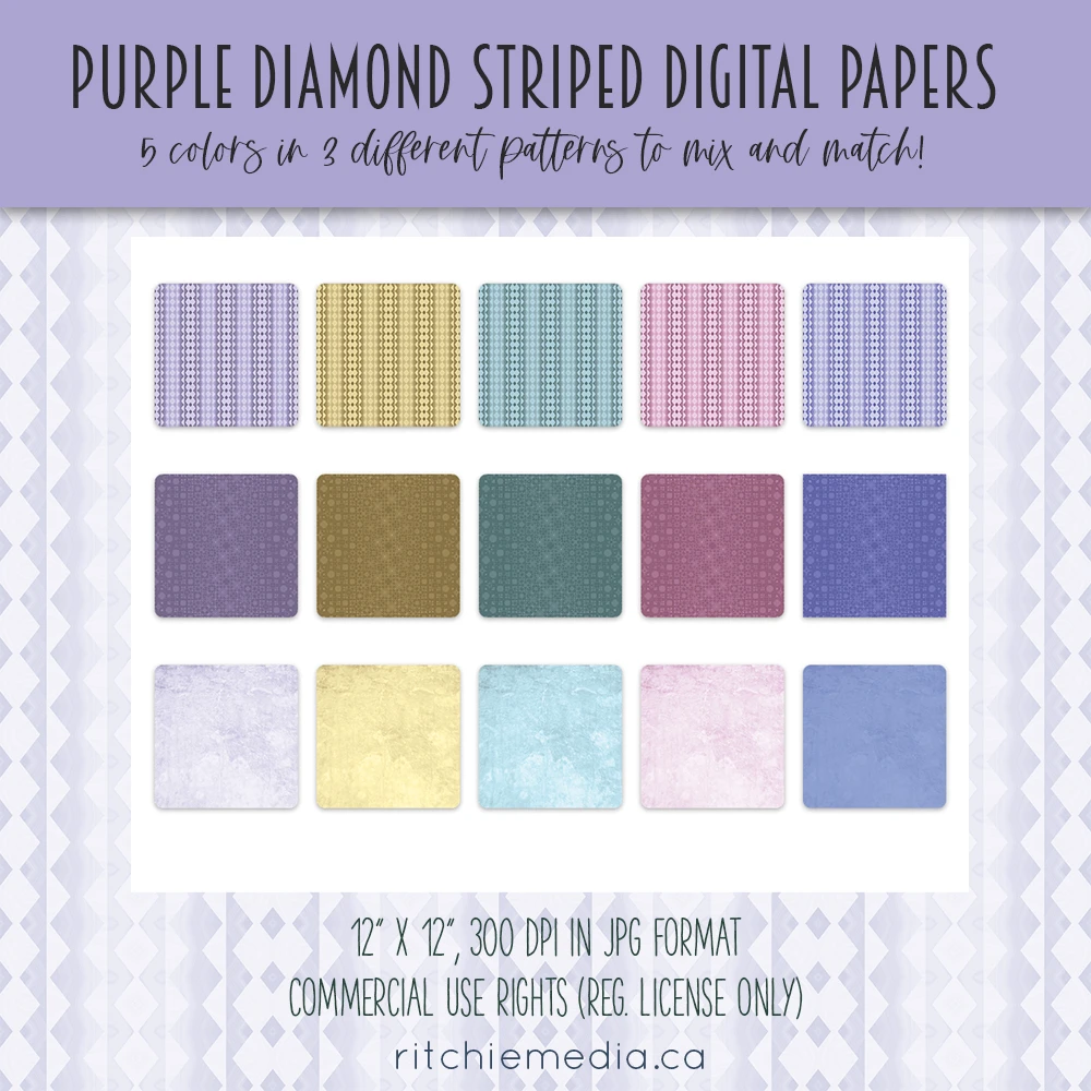 Mockup of Purple Diamond Digital Papers Collection