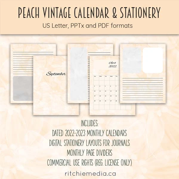 peachvintagecalendarpack promo Peach Vintage Calendar & Stationery Pack Promo