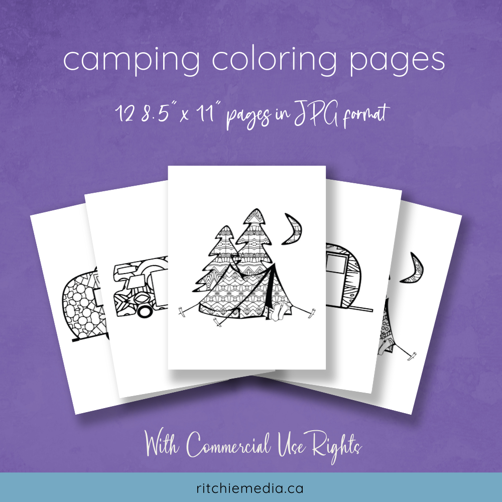 camping coloring pages mockup