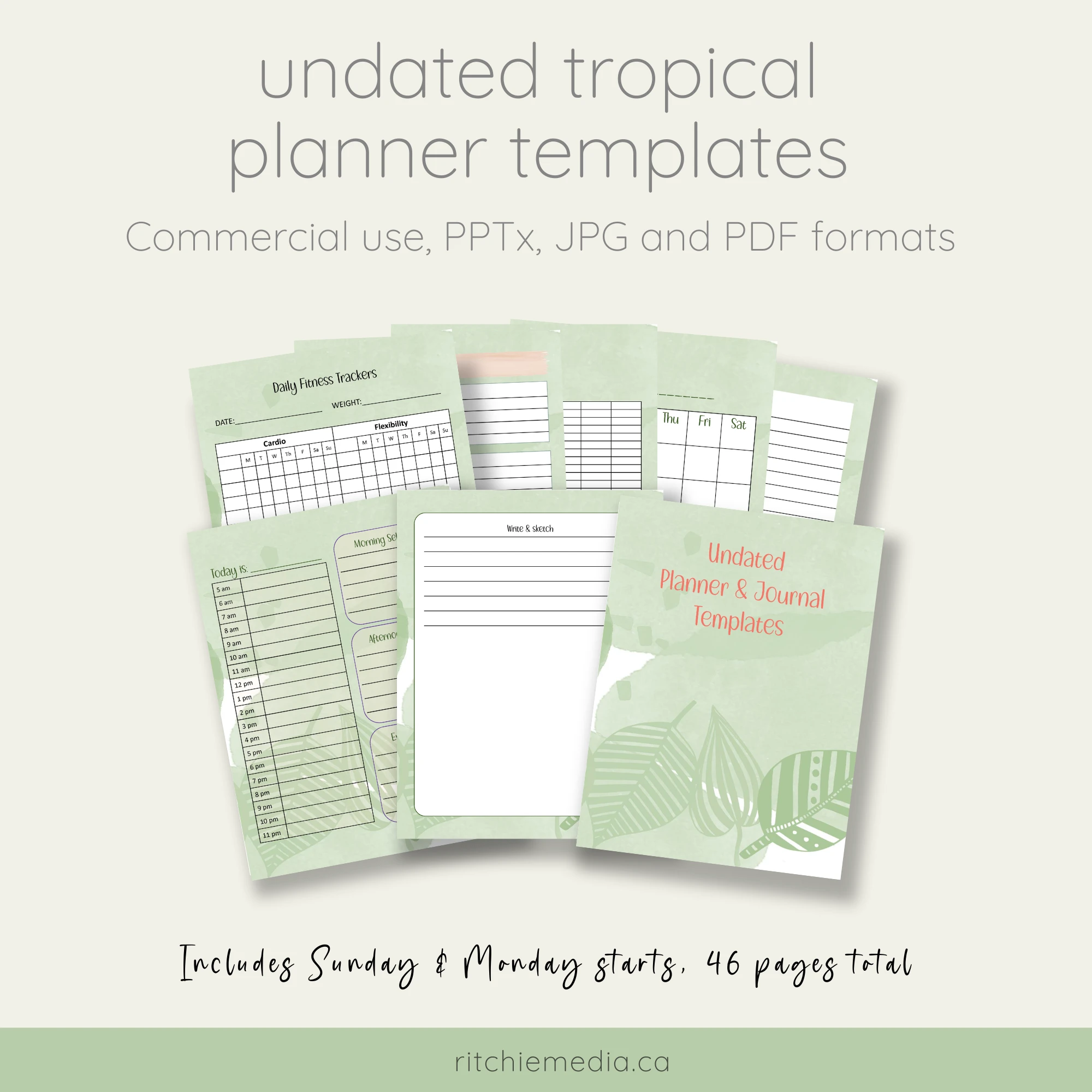 undated tropical planner templates promo image undated tropical planner templates promo image
