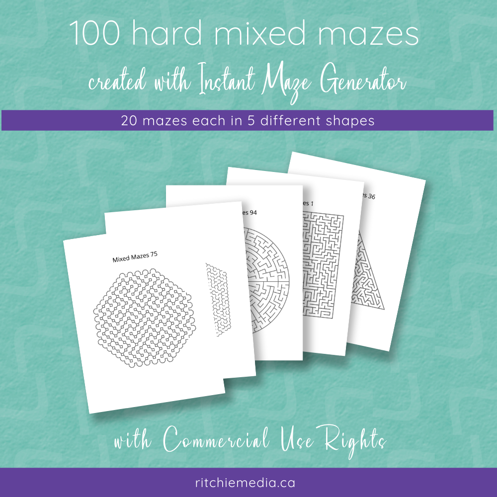100 hard mixed mazes mockup