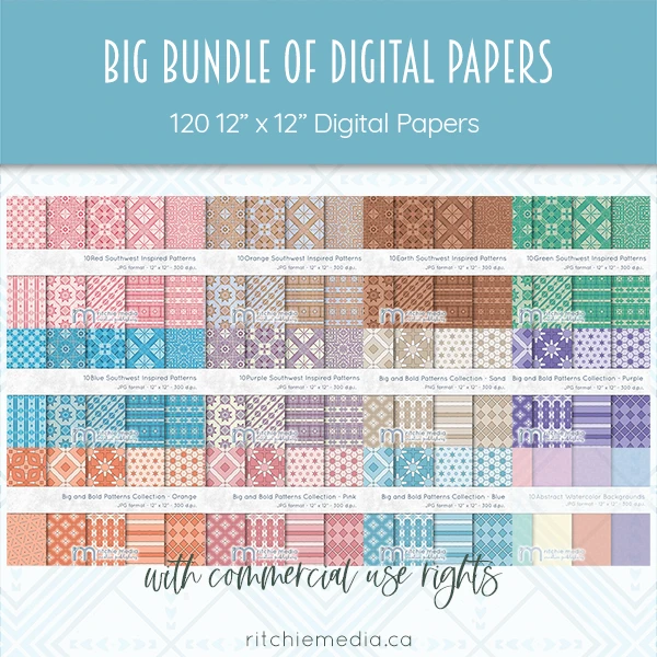 big bundle of digital papers mockup 600