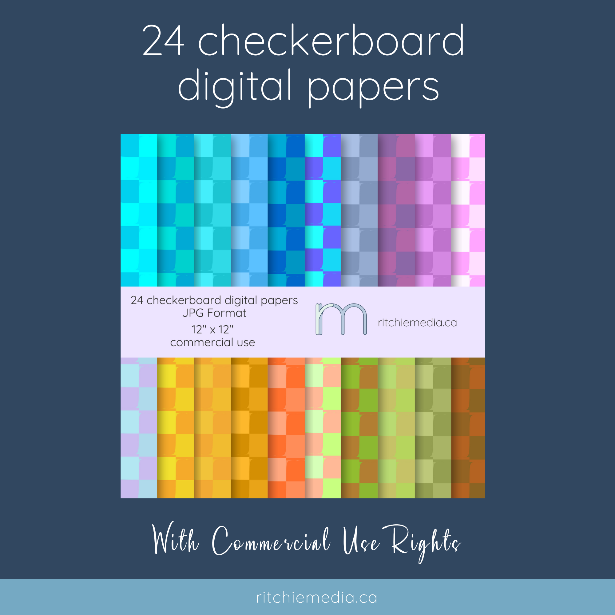 24 checkerboard digital papers promo