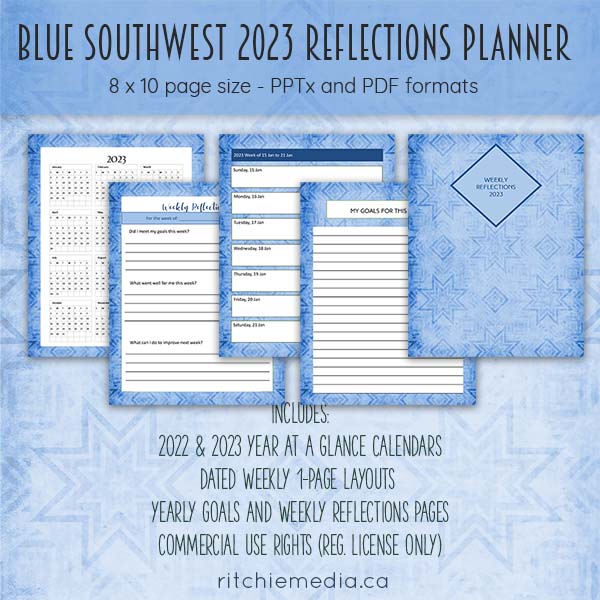 Blue Southwest 2023 Weekly Reflection Planner 600