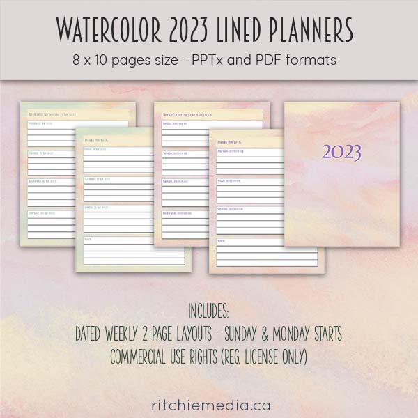 Watercolor Lined Weekly Planner promo