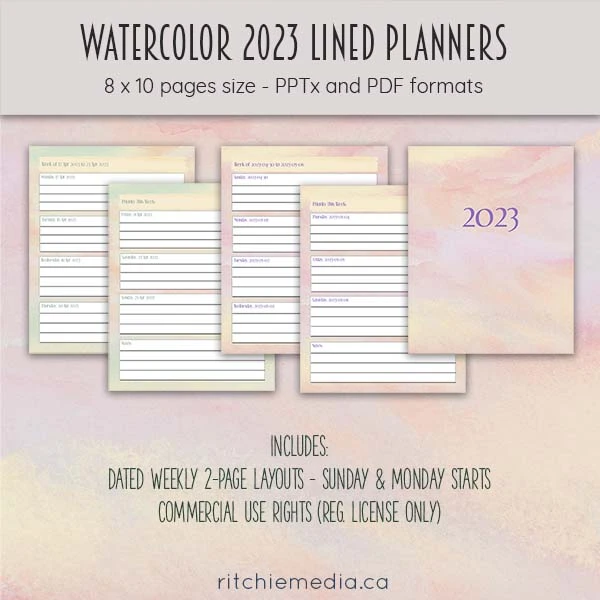 Watercolor Lined Weekly Planner promo