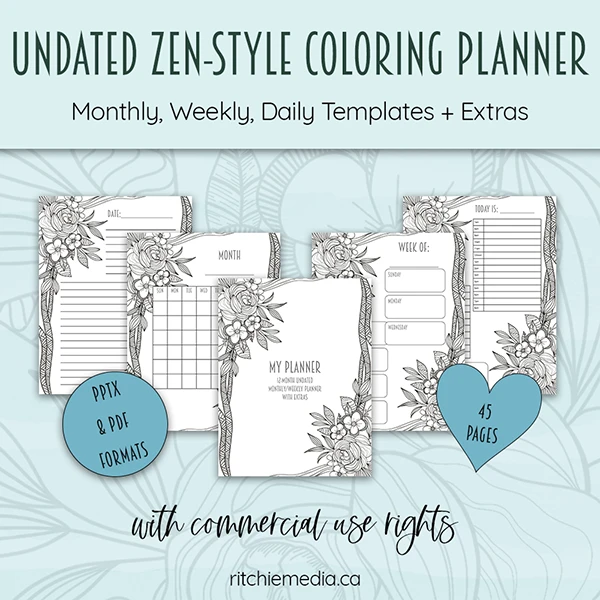 undated zenstyle coloring planner 600 undated zenstyle coloring planner 600