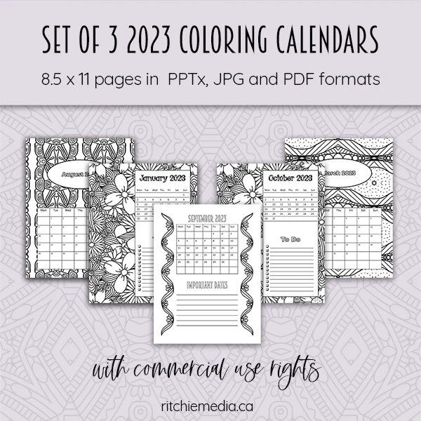 Set of 3 2023 Coloring Calendars 600 promo
