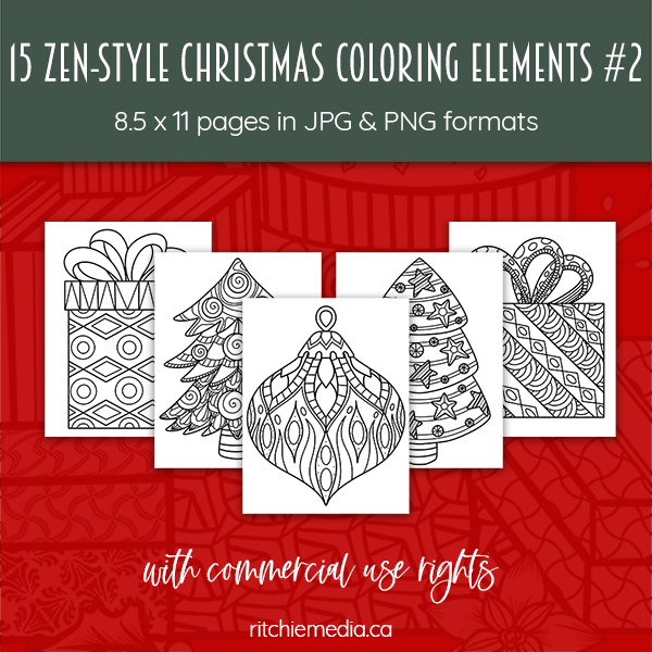 15 more zentstyle christmas elements coloring images 600