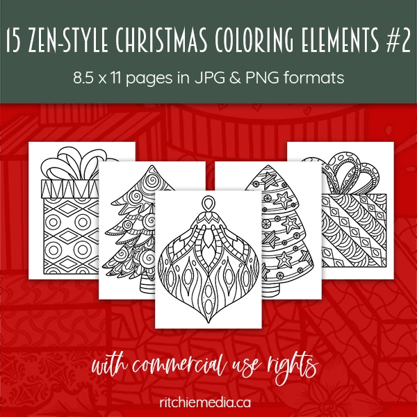 15 more zentstyle christmas elements coloring images 600