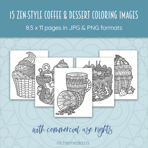 15 zenstyle coffee and dessert coloring images promo 600