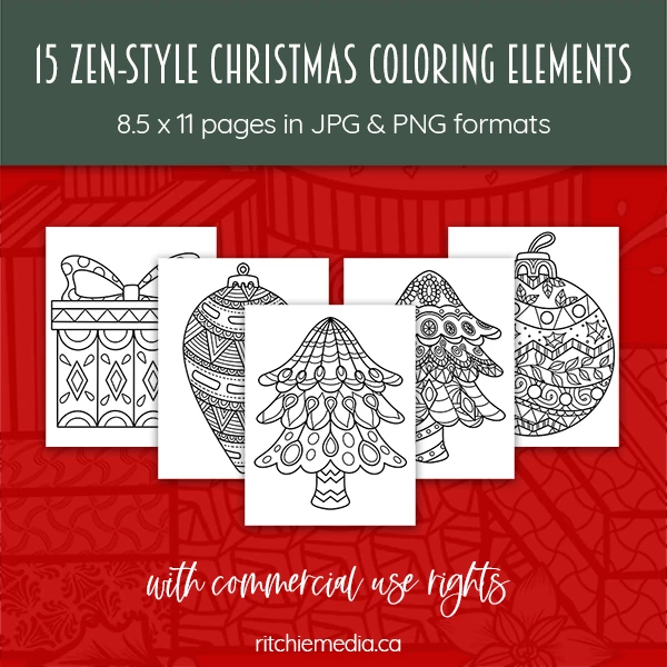 15 zentstyle christmas elements coloring images