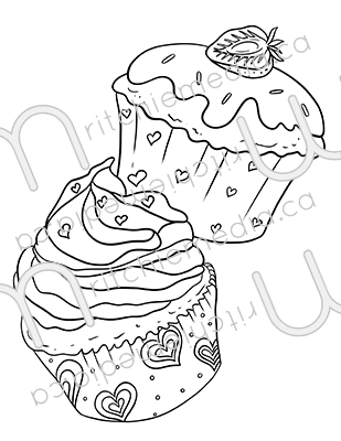 cupcakes with heart decorations watermarked image