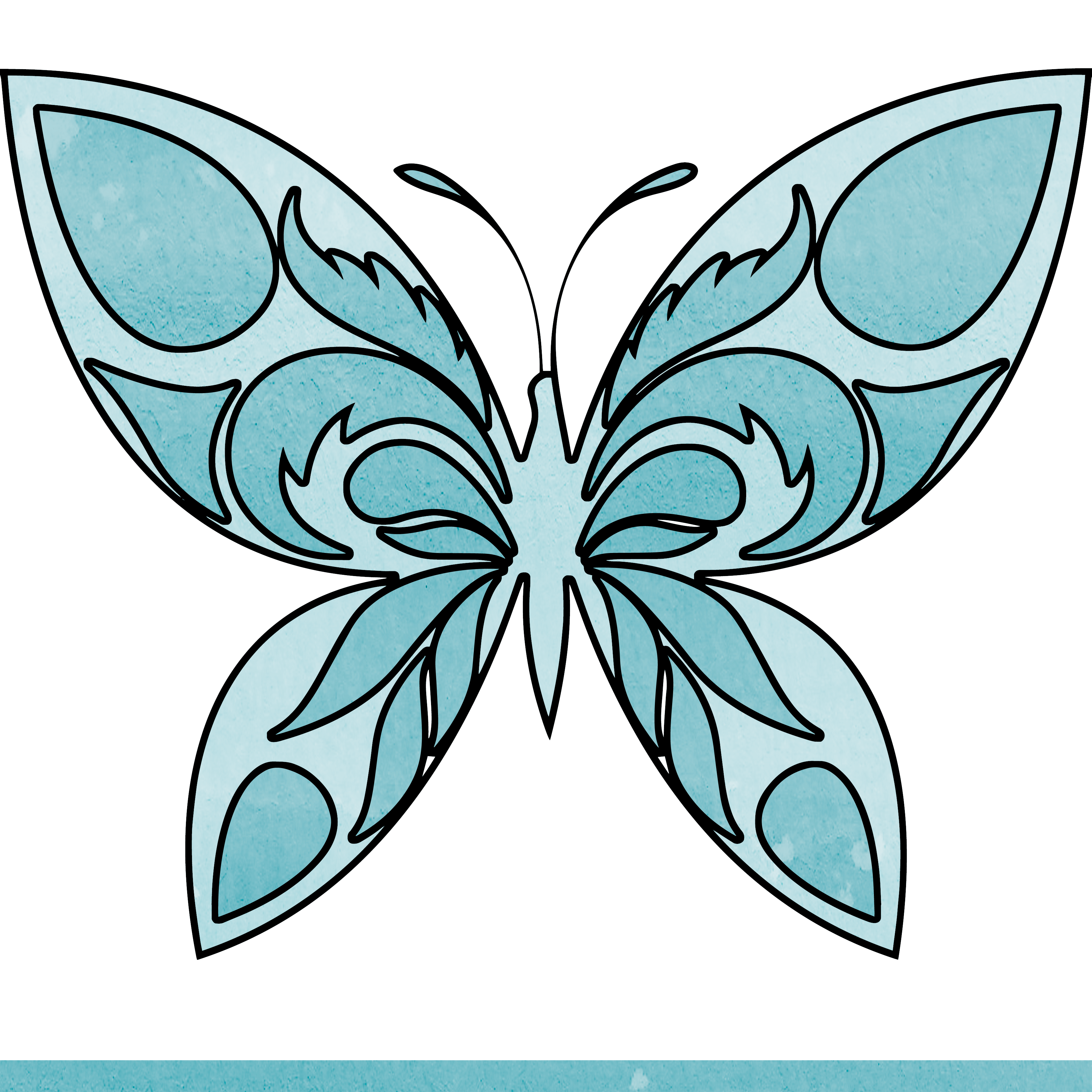teal colored butterfly clipart